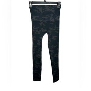 Spanx Look At Me Now Seamless Leggings Black Blue Camo High Rise Stretch Medium